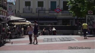 Victim caned by mistress in public