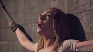 Sightless date goes wrong for dark-haired beauty Lily LaBeau who finds herslef in dark dungeon space and cord restrain bondage then master Xander Corvus ass-fuck fucks her hard