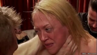 Big globes blonde Cougar victim Dee Williams and Carmen Caliente are roped and throats and twats and assfuck fucked by big bone Bill Bailey in bondage & discipline soiree